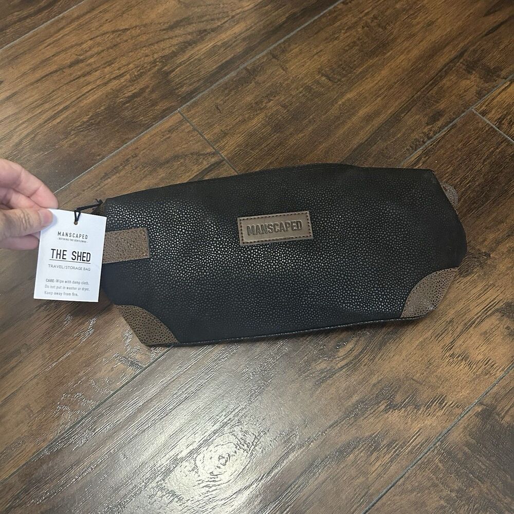 Manscaped The Shed Mens Premium Quality Toiletry Bag Leather Travel /Storage NWT